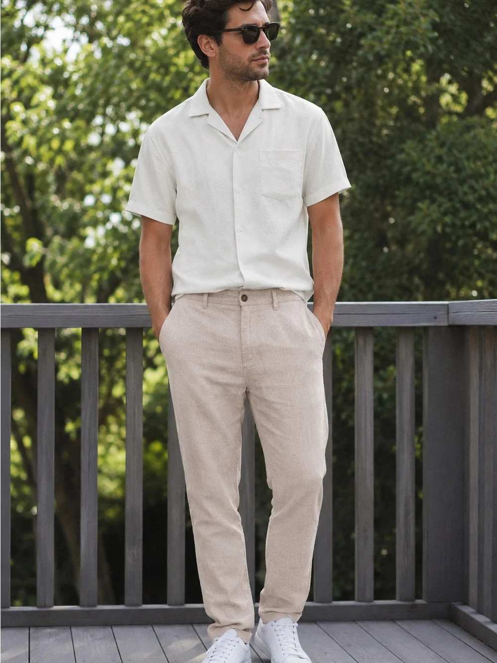 Banana Republic Tailored Fit Linen Blend Pants – Men's 32x32 Beige